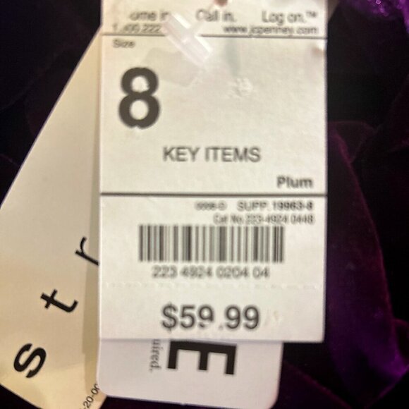 Worthington SZ 8 NWT Purple Velvet Bodycon Dress 80"s Party Chic Sexy Vintage - Picture 9 of 10